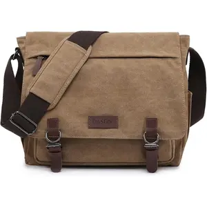 Dasein Large Vintage Canvas Messenger Shoulder Bag Travel Crossbody Purse Briefcase Business Bag for 15inch Laptop