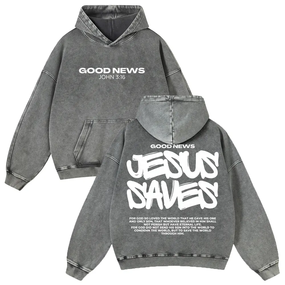 Jesus Saves 380g Autumn VIntage Washed Hoodie Graphic Sweatshirt Jesus Saves 380g Autumn VIntage Washed Hoodie Graphic Sweatshirt