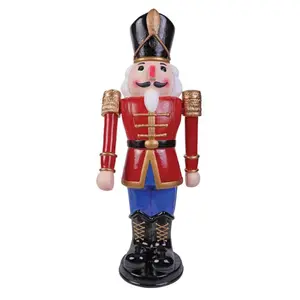 3 Ft Nutcracker Soldier Animated Musical - Red & Blue Festive Christmas Decoration with Posable Arms and Theme Music for Indoor Outdoor Use