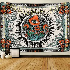 Cohpoh Burning Sun Tapestries Hippie Eyes Tapestry Mandala Vines Tapestry Moon Phase Tapestry Wall Hanging for Room(59.1 x 82.7 inches)