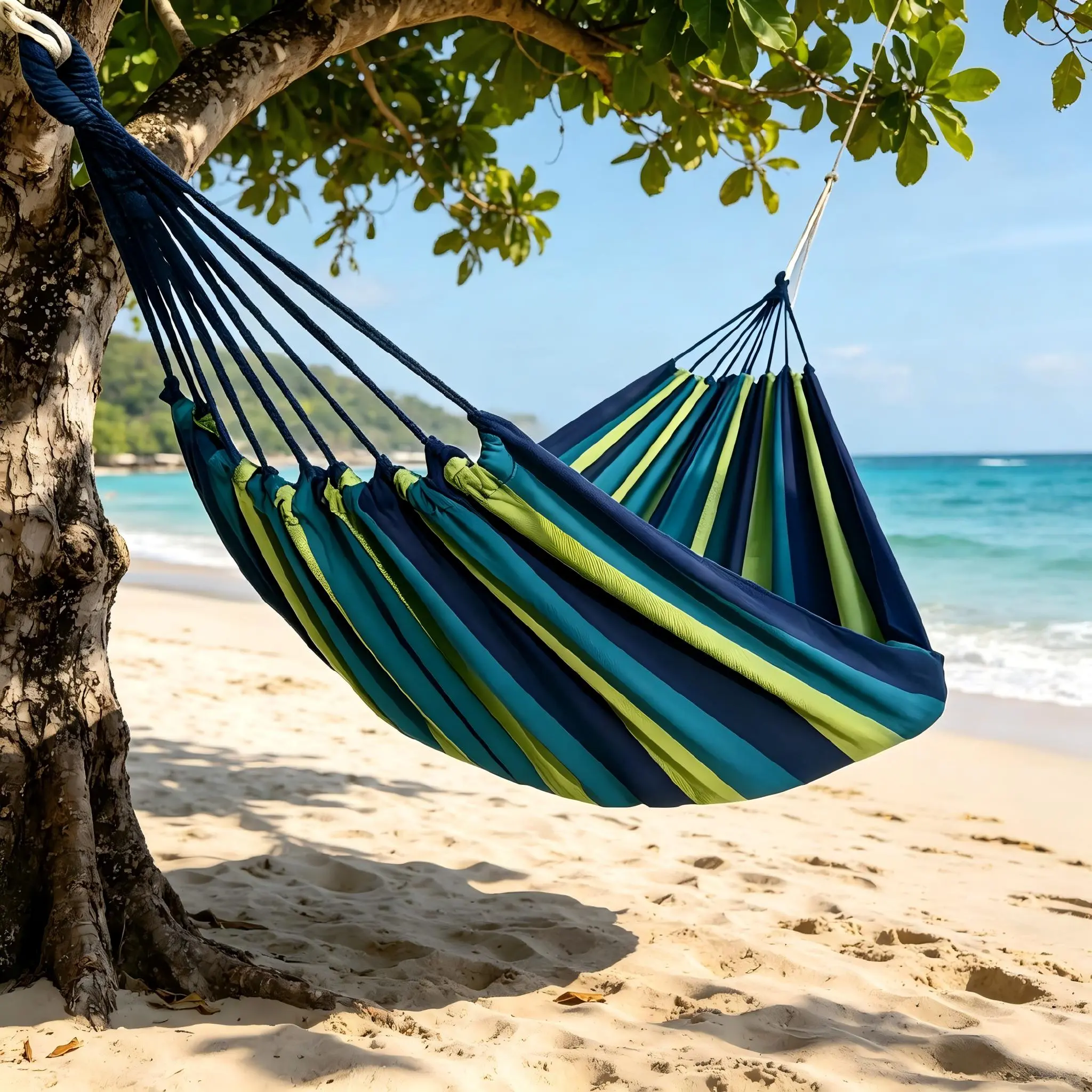Heavy-Duty Canvas Hammock - Portable Outdoor Travel Accessory, Enhanced Load-Bearing, Breathable, Eco-Friendly, Soft for Camping, Patio, Portable Hammock, Hammock Outdoor