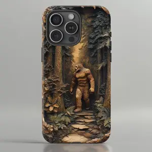 Bigfoot in the Woods 3D Hand-Carved Wood Effect Phone Cases