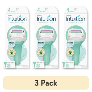 (3 pack) Schick Intuition 4-Blade Sensitive Care Women's Razor Handle Plus 2 Manual Razor Cartridge Refills