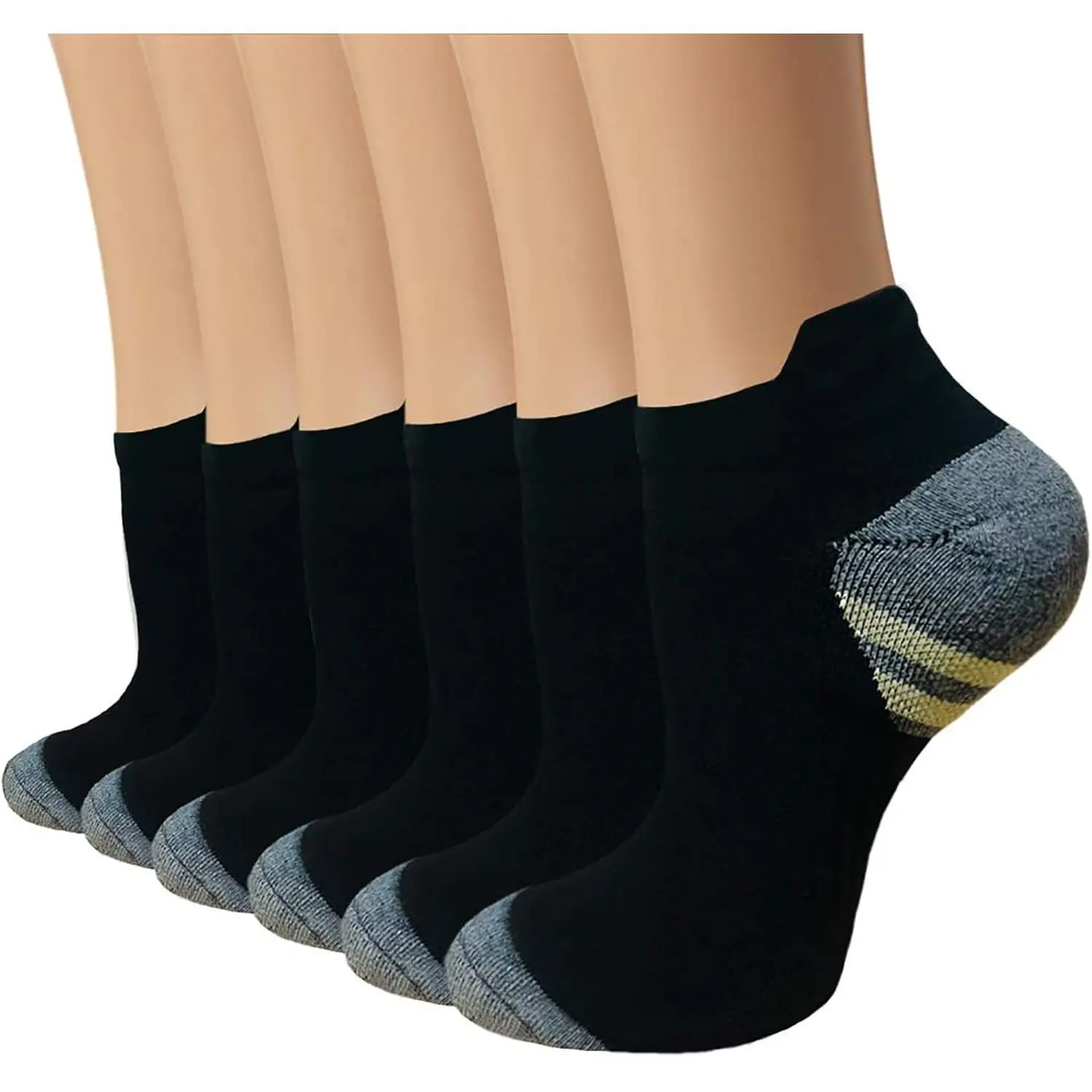 Copper Compression Athletic Socks for Women & Men (6 Pairs) - Breathable Sports Socks with Circulation Support, Arch Support for Plantar Fasciitis, Running, Breathable Compression Socks