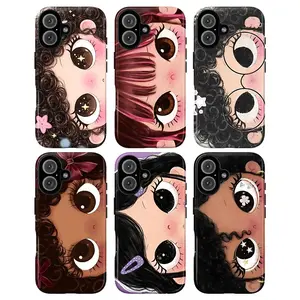 Big Eyes Cute Cartoon Girl Face Themed Phone Case Premium Texture, Anti-Drop, Anti-Fingerprint For IPhone 17-11, Pro Max, Pro Plus, and Samsung S26-22 Protection Safety