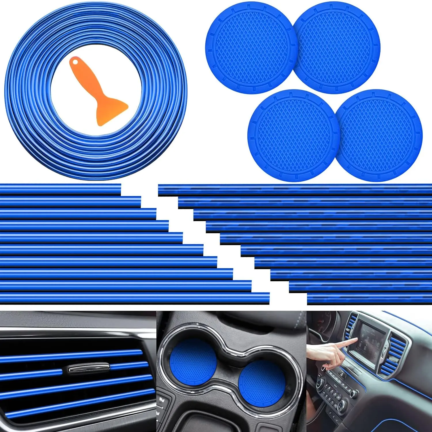 25-Piece Car Interior Accessories Set - Blue 25-Piece Car Interior Accessories Set - Blue