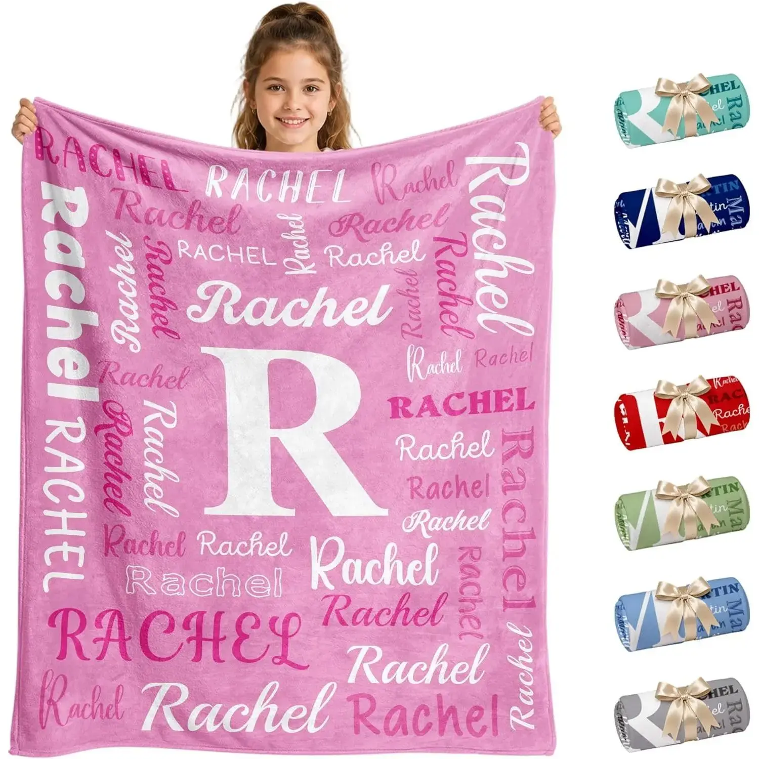 Flannel Throw Blanket with personalized letter printing, ultra soft flannel material suitable for kids, teens and adults of all genders, thoughtful customized presents for Christmas and birthday celebrations