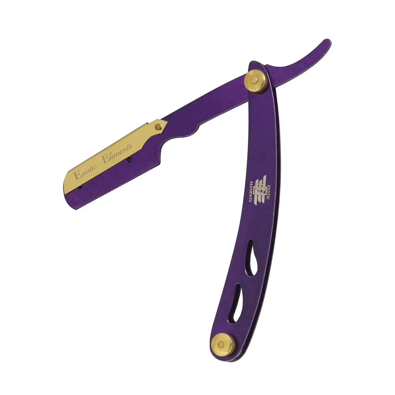 Barbershop Grooming and Shaving Straight Edge Razor Purple and Gold