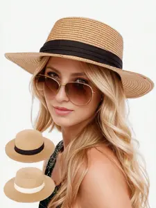 Women's Boho Style Straw Hat, Trendy Wide Brimmed Straw Hat, Elegant Bohemian Style Sun Hat, Foldable and Packable Hat Suitable for Summer Beach Use