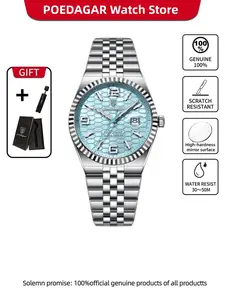 POEDAGAR fashion luxury men's waterproof luminous date stainless steel quartz watch, a casual high-end quality men's watch, Luminous Fashionable Watch, the first choice for gifts, Stainless Steel Wristwatch, Luminous Analog Watch