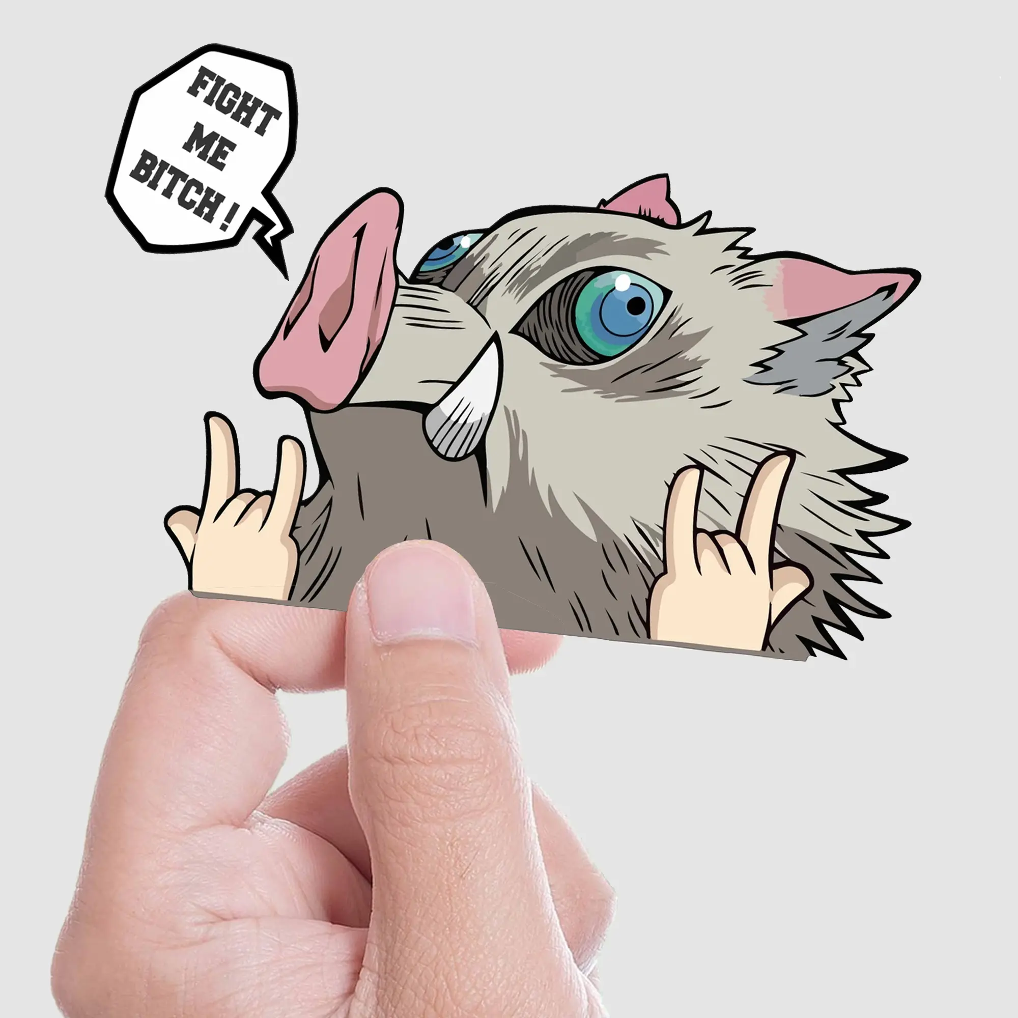 set 10 Anime Boar Fight Me sticker, inosuke sticker, Sticker Decals for Laptop Water Bottles Books Cars, Waterproof