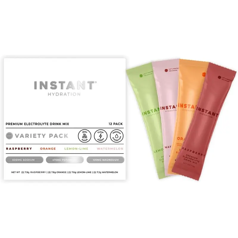 Instant Hydration - Variety Pack 12-Sticks - Summer Classics Organic Daily Premium Salt Electrolyte Drink Mix Sticks - Deep Cellular Hydration, Assorted Fruit Flavors, Mineral Algae-Sourced Calcium, Magnesium, Potassium, Sodium