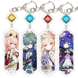 Anime Keychain Linnea Flins Durin Mualani Furina Arlecchin Key Chain Accessories Genshin Impact Cute Bag Pendant Key Ring Gift