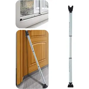 Adjustable 2-in-1 Door Security Bar, High Grade Iron Sliding Patio Door Stopper Security Jammer Bar, Child Proof Adjustable Security Bar for Window Doors, White