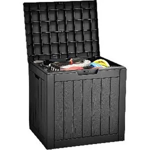 YITAHOME 31 Gallon Outdoor Storage Deck Box, Waterproof Resin Package Delivery and Storage Box with Lockable Lid for Patio Furniture Cushions, Pool Accessories, Garden Tools, Black