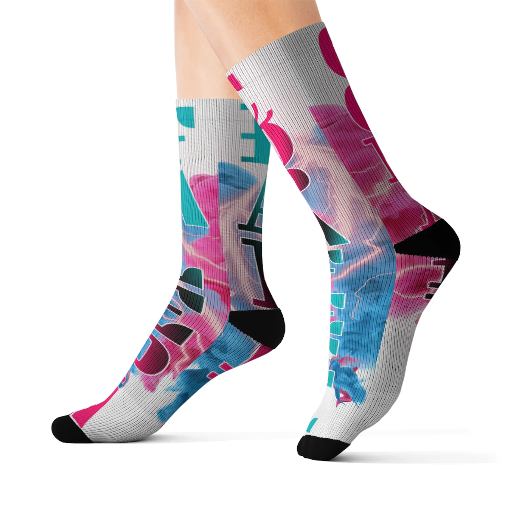Vibrant Personalized Name Socks, Fun Colorful Socks for Gifts, Graphic Crew Socks, Unique Fashion Accessories, Everyday Wear