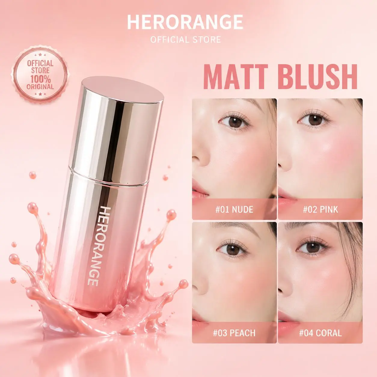 [5 Piece Set]HERORANGE Liquid Blush Stick With SpongeTip For Lips And Cheeks WaterproofAnd Long-LastingSuitable For All Skin Tones Brightening Effect Birthday GiftValentine's DayGift Girly Must Haves Cheap Teen GirsTrendy Stuff!