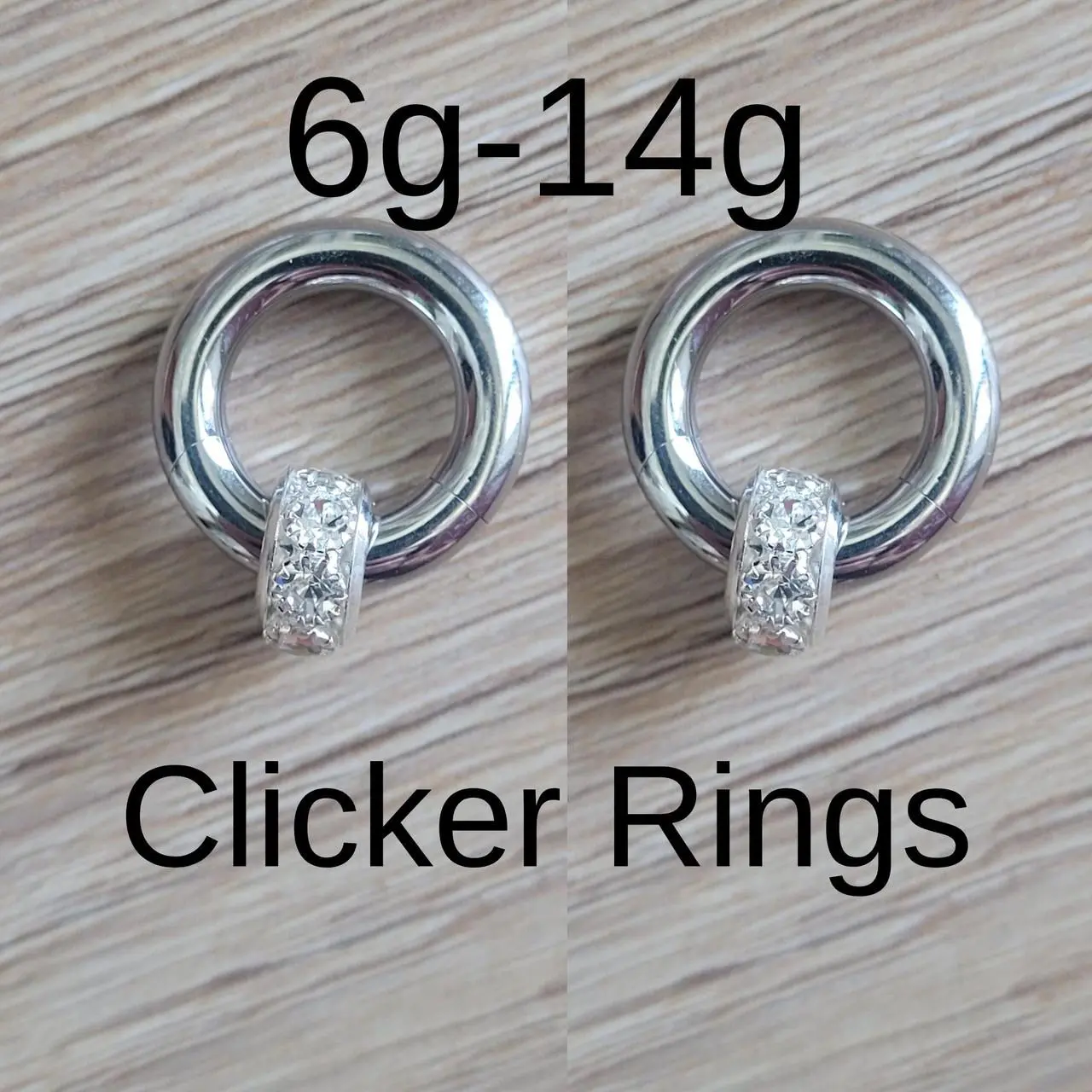 Pair Silver Clicker Rings 6g–14g | Surgical Steel Hoop Earrings with Rhinestone | Septum Nose Ear Wedding Jewelry for Stretched Piercings