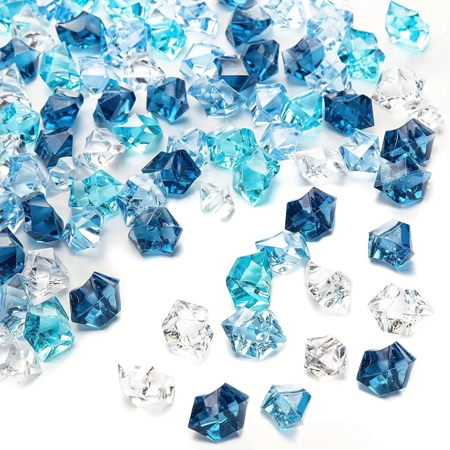 Artificial Ice Stone, Faux Stone, 150pcs/set Fake Ice Stone, Acrylic Ice Rocks, Plastic Rocks, Decorative Stones, Crushed Ice Cubes, Diamonds Gems for Vase Fillers, DIY Craft, Decor