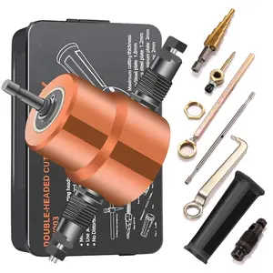 Double Headed Sheet Metal Nibbler, Drill Attachment Metal  with Extra Punch and , 1  Hole Accessory and 1 Step Drill Bit,  for Straight  and Circle  ()