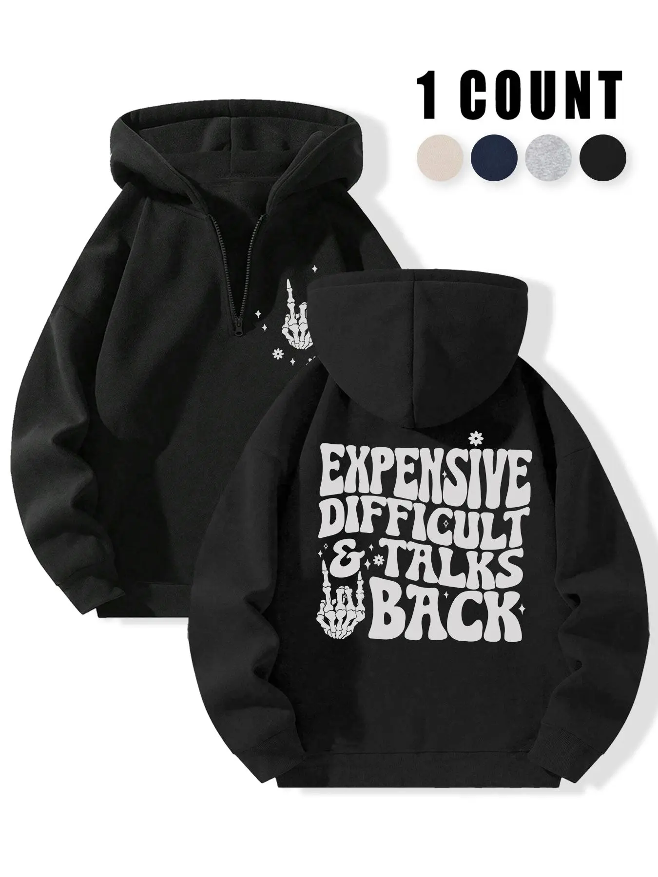 Women's Letter Print Drop Shoulder Hoodie, Graphic Hoodies, Fashion Casual Hooded Sweatshirt for Daily Holiday Outdoor Wear, Women Clothing for Fall & Winter, Essential Hoodie