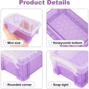 6 Pcs Small Plastic Box, 5" X 2.8" X 2" Stackable Mini Storage Box with Lid, Clear Organizer Container for Jewelry Beads, Small Crafts Items Accessories