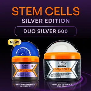 LISS Expert Professional Stem Cell Smoothing Treatments Silver Edition Duo Set 500ml & 250ml for Damaged Hair Repair & Shine