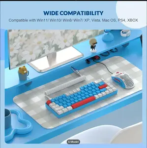 Gaming Keyboard,RK-T8PR0 Wired 65% Mechanical Gaming Keyboard And Mouse Combo With RGB Backlit Anti-ghosting TKL Mini 68 Key Coiled C To A Cable Tactile Blue Switch For PS4 PS5 Xbox PC Mac Gamer