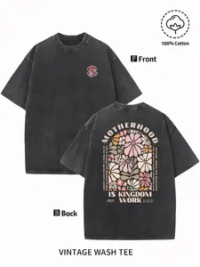 230g Double-Sided Washed T-Shirt | Motherhood is the Kingdom of Work, High-Quality Batik, Vintage, Pattern Printed, Machine Washable, Sufficient Thickness for Summer, Outdoor, Holiday Gift men clothing