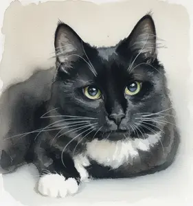 Pet Portrait Custom Watercolor Art for Cats Personalized Hand-Painted 100% Cotton Paper Wall Decoration with Lifelike Details and Name/Date Options