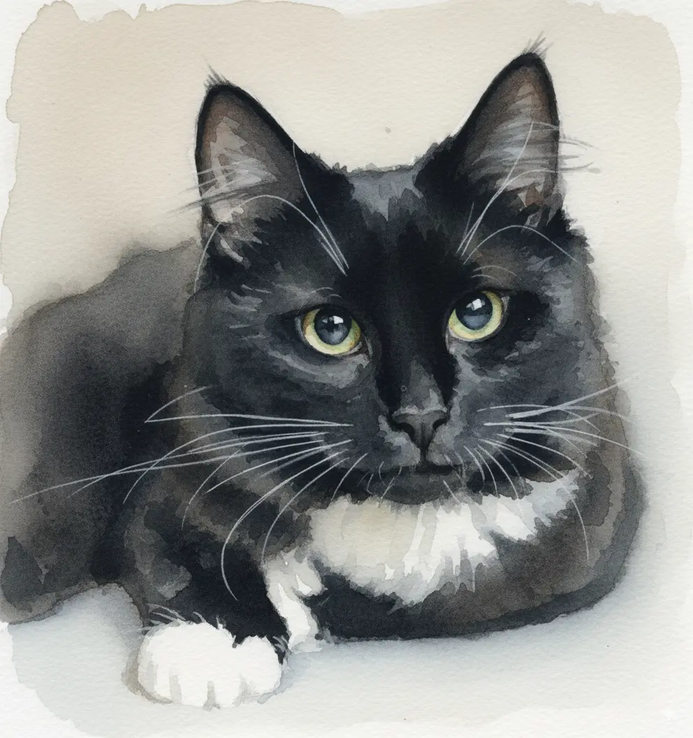 Pet Portrait Custom Watercolor Art for Cats Personalized Hand-Painted 100% Cotton Paper Wall Decoration with Lifelike Details and Name/Date Options