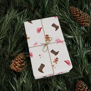 Cowboy Christmas Western Vintage Aesthetic Gift Wrap Paper