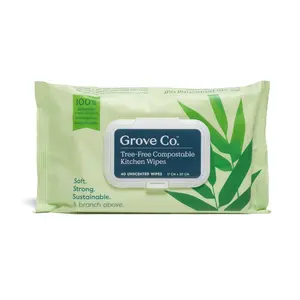 Bamboo Compostable Kitchen Wipes, 40 wipes per pouch