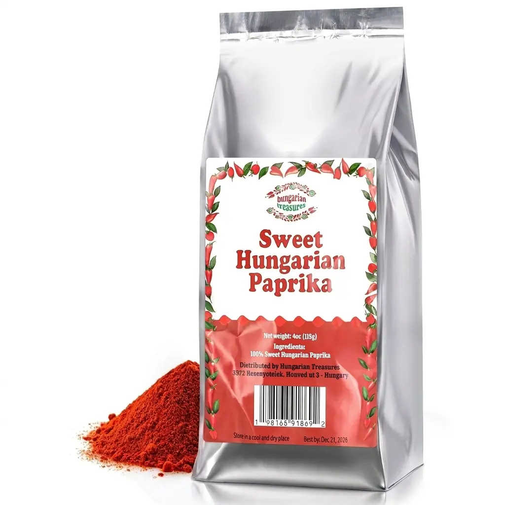 Hungarian Treasures Natural Sweet Paprika Spice Powder, 4oz, Rich Flavor Cooking Essential