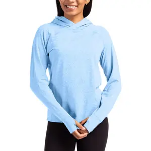 Cutter & Buck Adapt Knit Recycled Womens Heathered Hooded Pullover