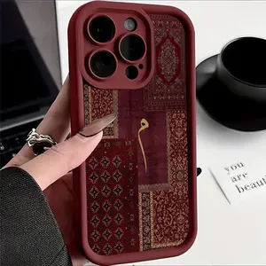 Collage Persian Carpet Pattern TPU Smartphone Case - Anti-Drop, Simple Creative, High-Value Red Ladder Protective Shell for iPhone 11,12,13,14,15,16,17 Pro Max Air Plus - Cellphone Handheld Accessories, Holiday Gift, Versatile Scenario Use