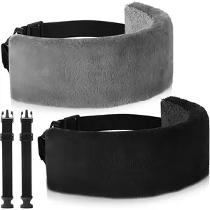 2 Pcs Travel Pillow for Sleeping Airplane Headrest Airplane Head Strap Sleeper Pillow Travel Head Sleep Band with 2 Extension Straps for Car Plane Travel(Gray, Black)
