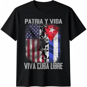 Vintage Cuban Cotton TShirt Featuring Patria Y Vida Viva Cuba Libre Slogan