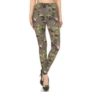 Floral Printed High Waisted Leggings With An Elastic Waist Multi