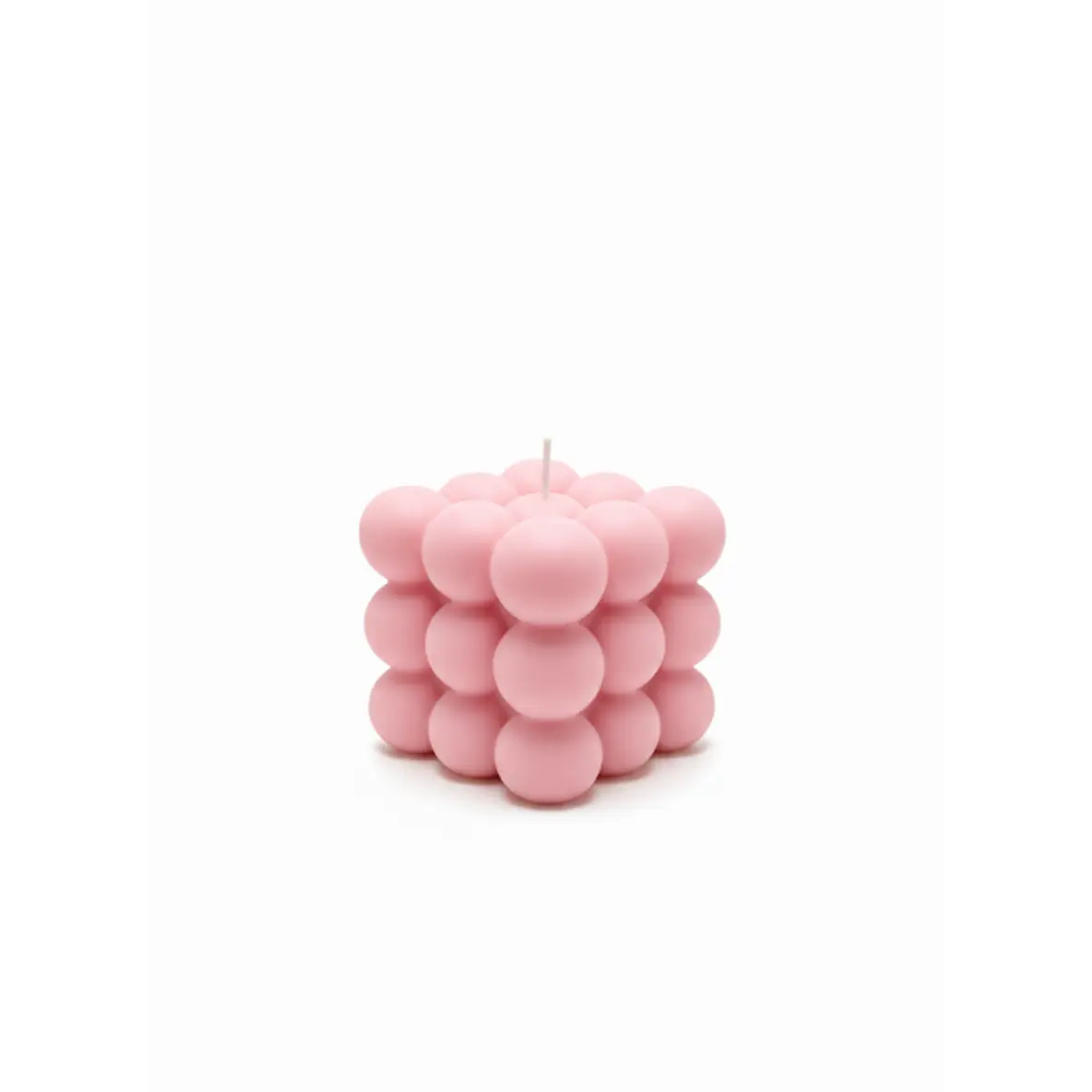 💗 Pink Bubble Cube Candle – Modern Geometric Candle
