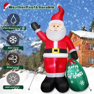 7 FT Christmas Inflatable Santa Claus with Gift Bag, Blow up Giant Santa Claus Indoor/Outdoor Decoration, Built-in LED Lights for Patio Garden Lawn Hall Display Xmas Vacation Holiday Party Home Decor