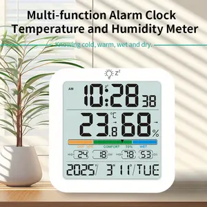 Multifunctional electronic thermometer humidity monitor alarm clock perpetual calendar electronic thermometer humidity monitor electronic calendar electronic clock indoor thermometer humidity monitor temperature and humidity meter