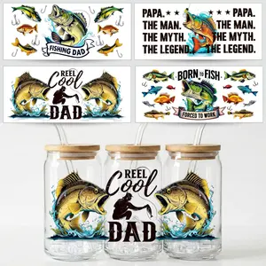 4pcs/set UV DTF Cup Wraps Decals, Waterproof Self-Adhesive Transfer Paper for Mugs & Bottles, High-Quality 3D Crystal Labels, DIY Crafts, Scrapbooking, Personalization