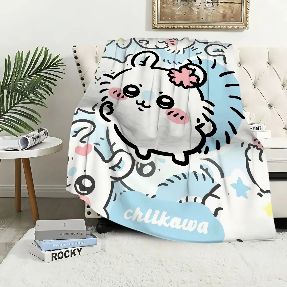 Cute Momonga C-Chiikawa Cartoon Plush Blanket, Lightweight Soft Comfy Warm Napping Blanket, Machine Washable Throw for Living Room Office, Kid Birthday Gift, Lightweight Throw Blanket