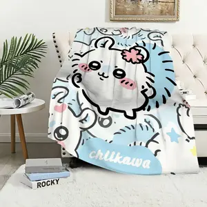 Cute Momonga C-Chiikawa Cartoon Blanket Plush Nap Sofa rug for Living Room Warm Office Bedroom Birthday Home Travel Kid Gifts