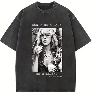Stevie Nicks Shirt, Don't Be A Lady Be A Legend Tee, Double-Sided Shirt, Vintage Music Fan Gift, Rock and Roll Aesthetic Tee Cotton