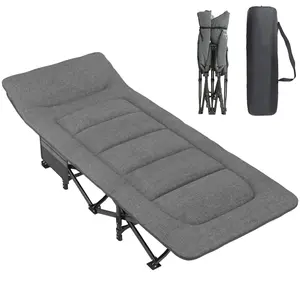 ATORPOK Camping Cot for Adults with Cushion and Pillow, Portable Folding Bed for Sleeping, Lightweight Tent cot with Carry Bag for Kids Supports 450 lbs (Grey)