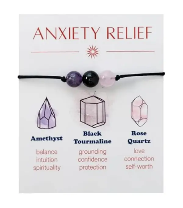 Healing Bead Bracelets - Spiritual Crystal Beaded Bracelet - Made of 3 Real & Natural Gemstones, Adjustable 3-9.7” Black Rope - Gem Stones Jewelry for