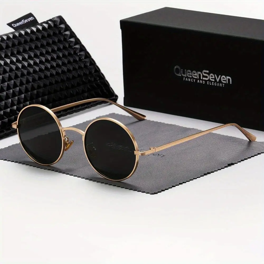 QueenSeven unisex polarized retro round frame outdoor travel sunglasses UV400
