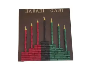 Kwanzaa Kinara Habari Gani Wood Wall Decor 2X2
